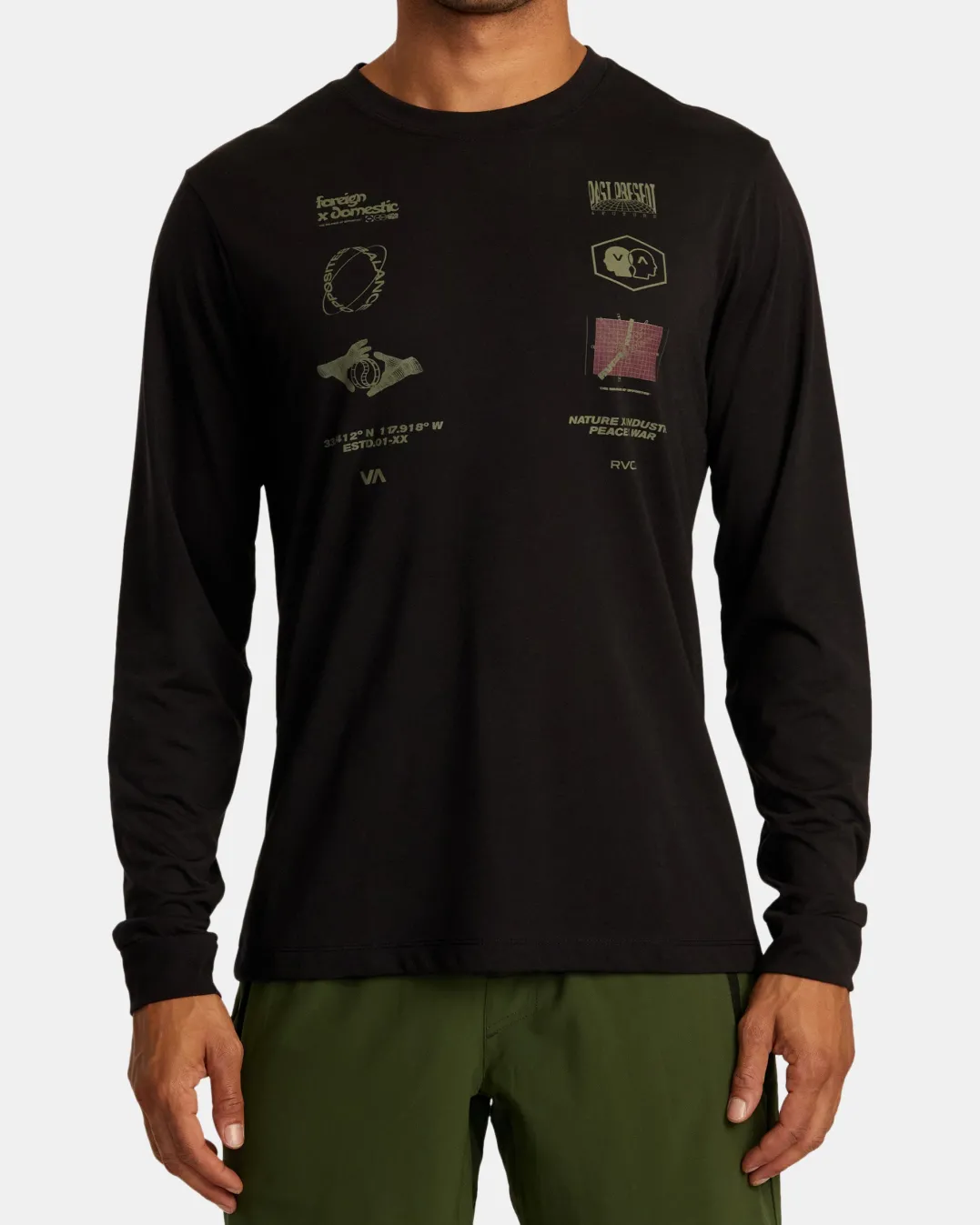 MULTI GRID LONG SLEEVE TEE