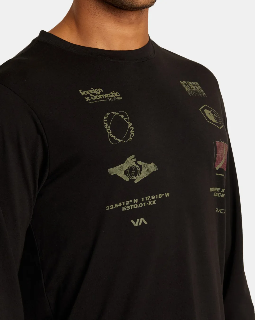MULTI GRID LONG SLEEVE TEE
