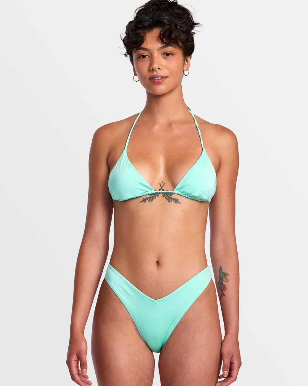 SOLID SHIMMER TRIANGLE BIKINI TOP