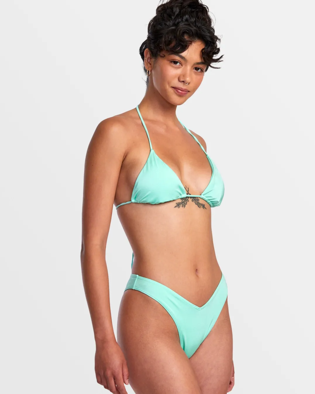 SOLID SHIMMER TRIANGLE BIKINI TOP